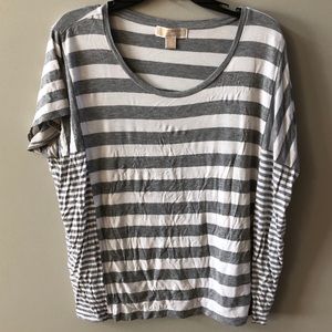 Michael Kors grey and white striped tee. Medium.